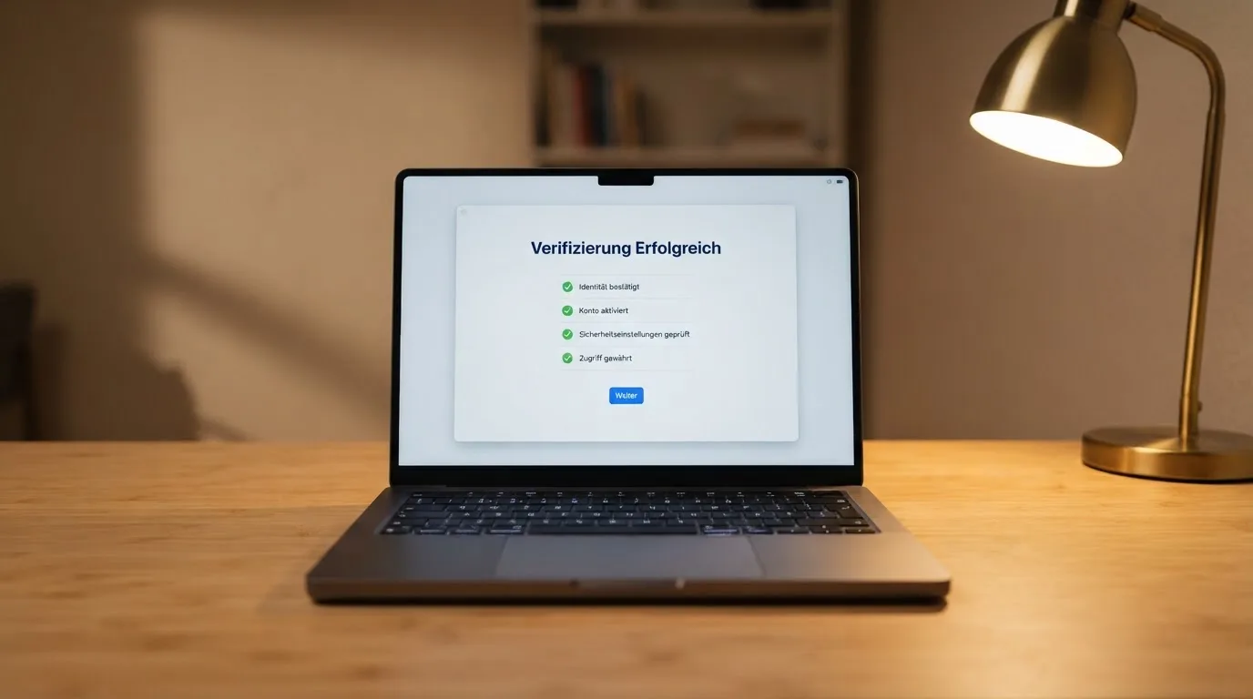 Nahaufnahme einer gedruckten Anbieterliste neben einem amtlichen Prüfsiegel.