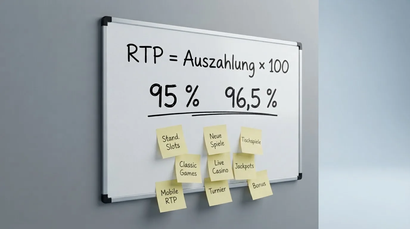 Rechenformel mit Prozentzahlen auf einem Whiteboard, umgeben von Notizzetteln.